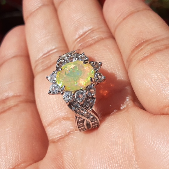 925 Opal And Topaz Ring.